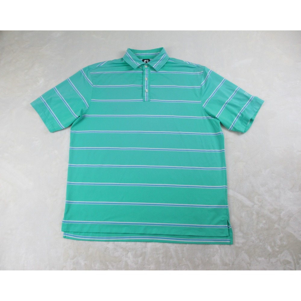FootJoy Polo Shirt Mens‎ Extra Large Green Striped Performance Lightweight Golf*